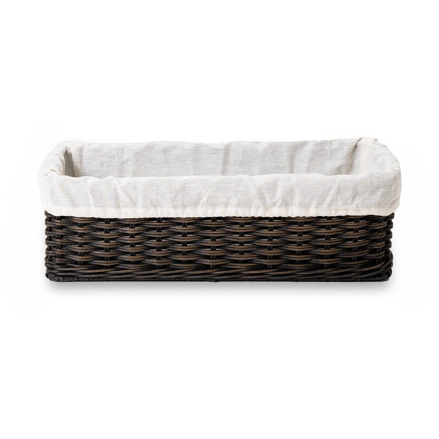 Fabric Basket Liner for Narrow Rectangular Wicker Storage Basket