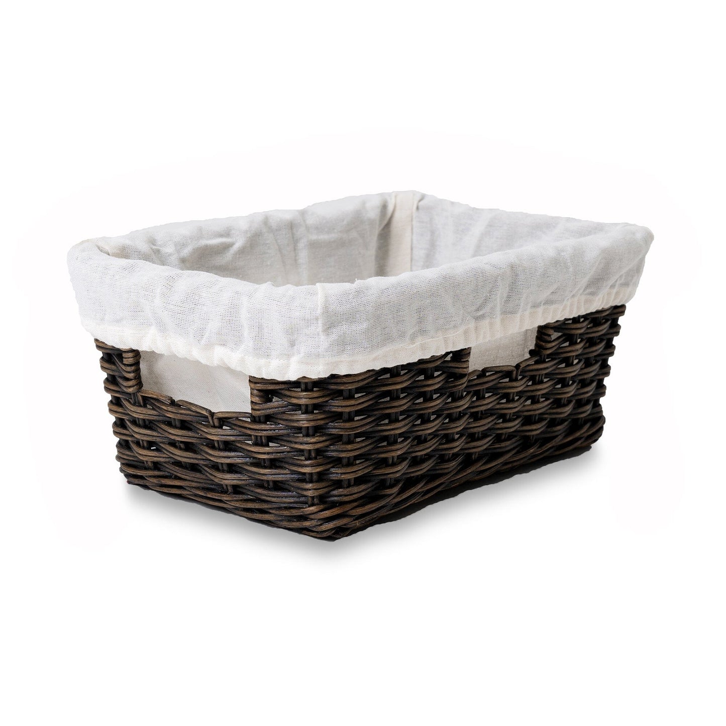 Fabric Basket Liner for Rectangular Low Wicker Storage Basket