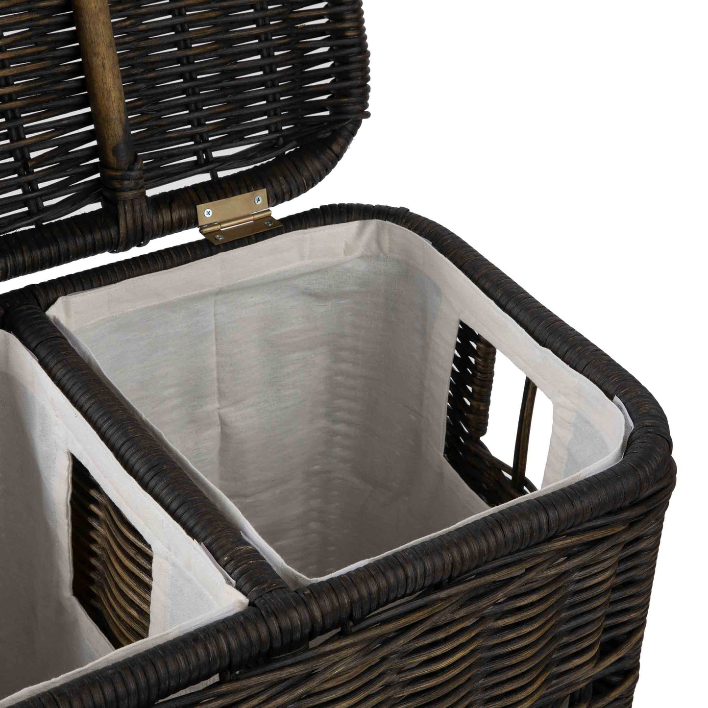 2-Compartment Wicker Laundry Hamper