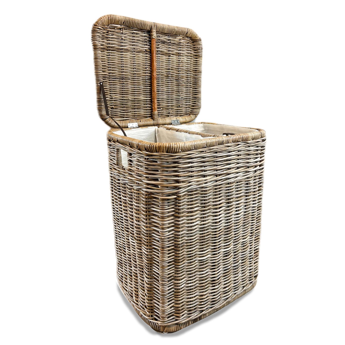 2-Compartment Kubu Wicker Laundry Hamper