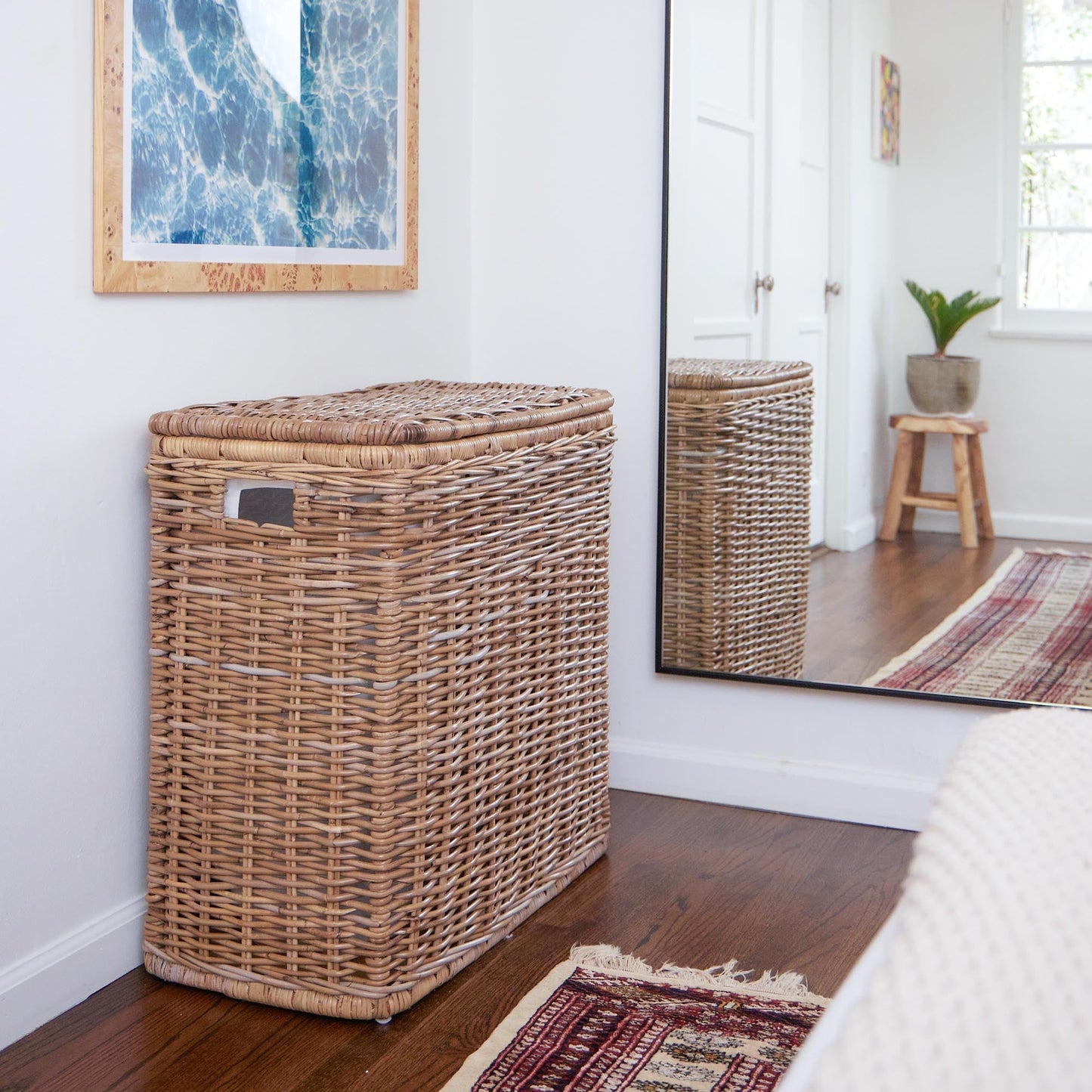 3-Compartment Kubu Wicker Laundry Hamper
