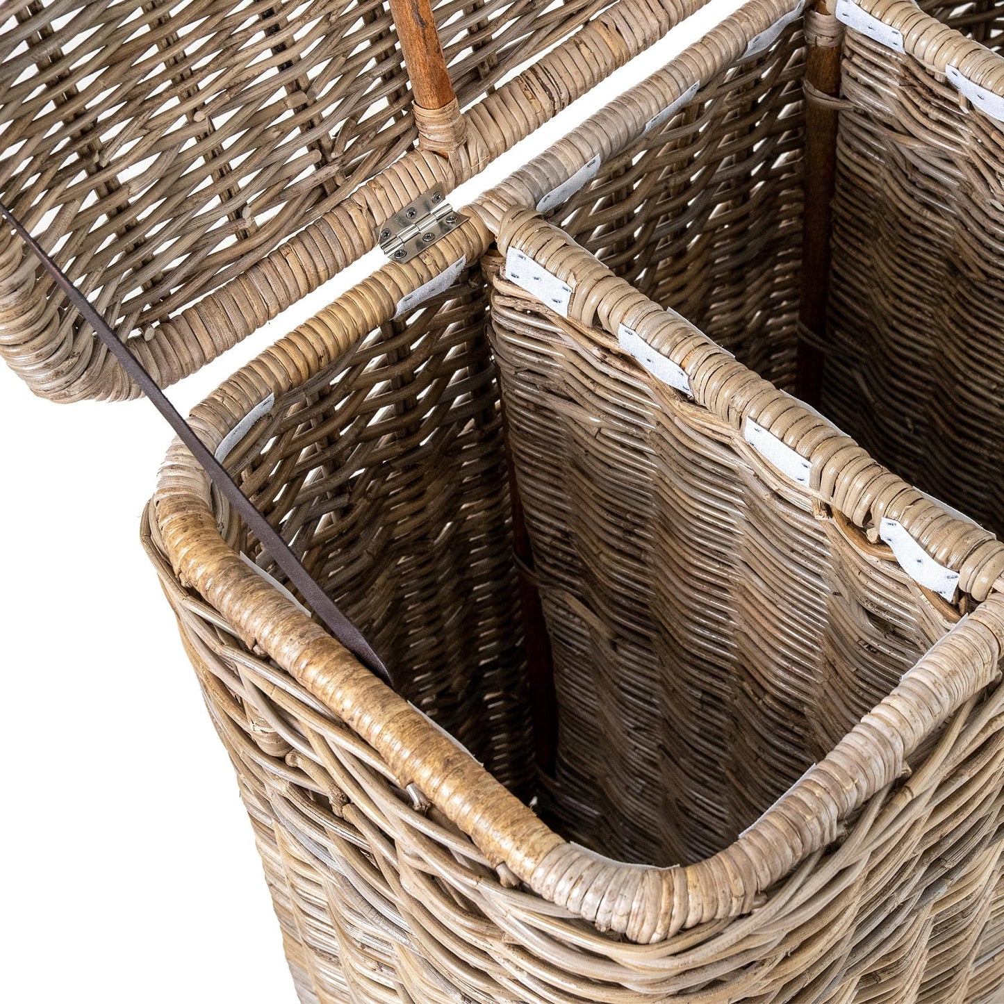 3-Compartment Kubu Wicker Laundry Hamper