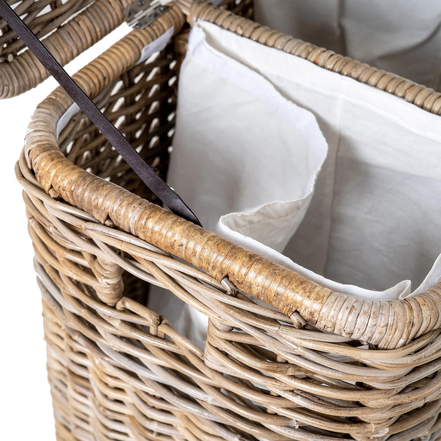 3-Compartment Kubu Wicker Laundry Hamper