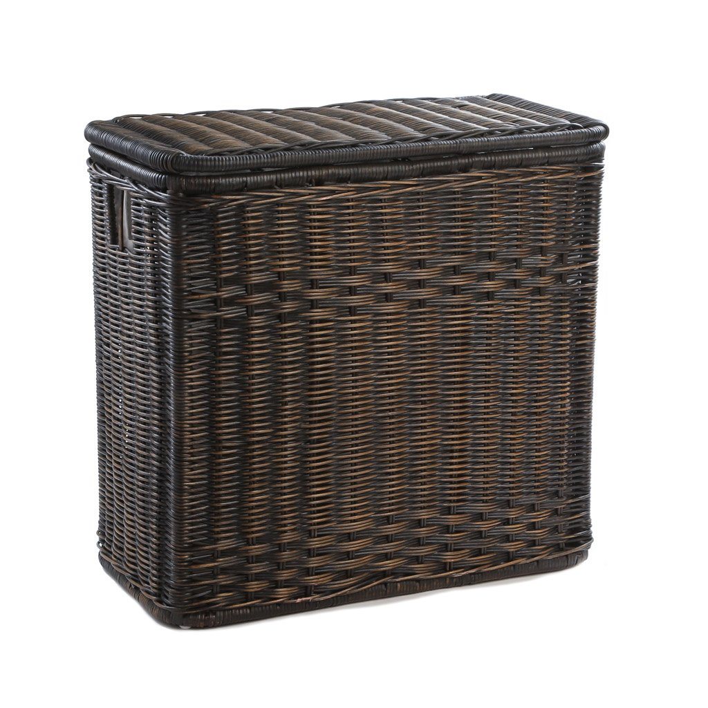 3-Compartment Wicker Laundry Hamper