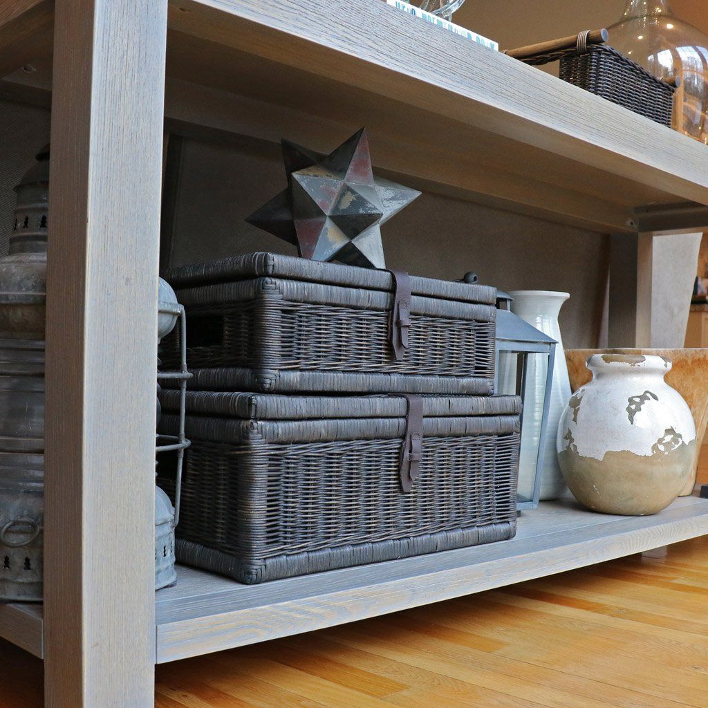 Covered Wicker Storage Basket