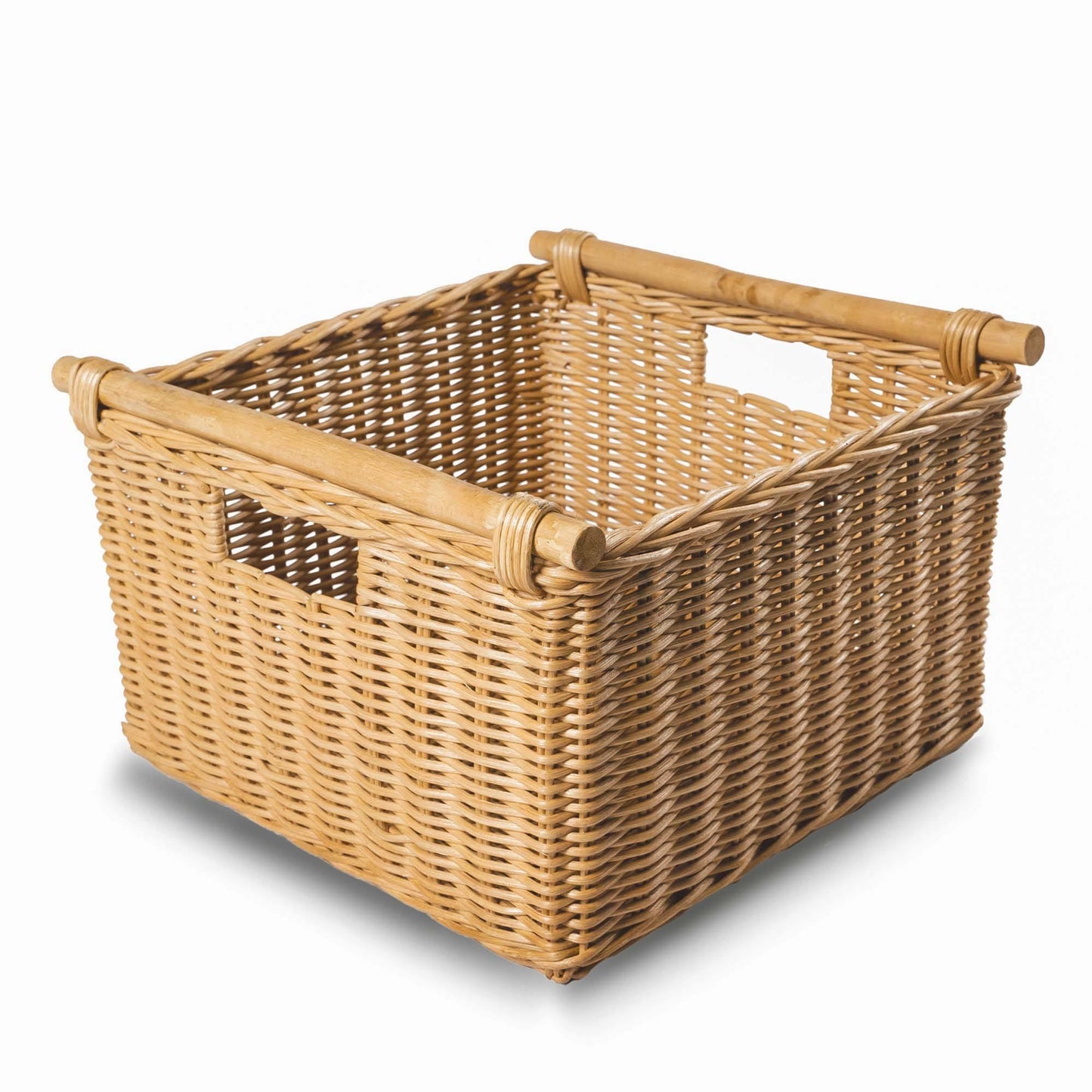 Deep Pole Handle Wicker Storage Basket