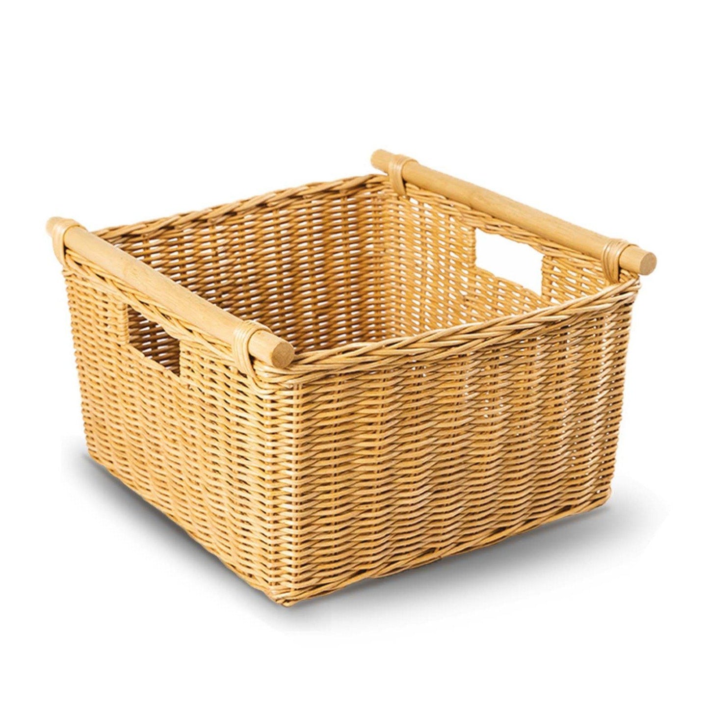 Deep Pole Handle Wicker Storage Basket