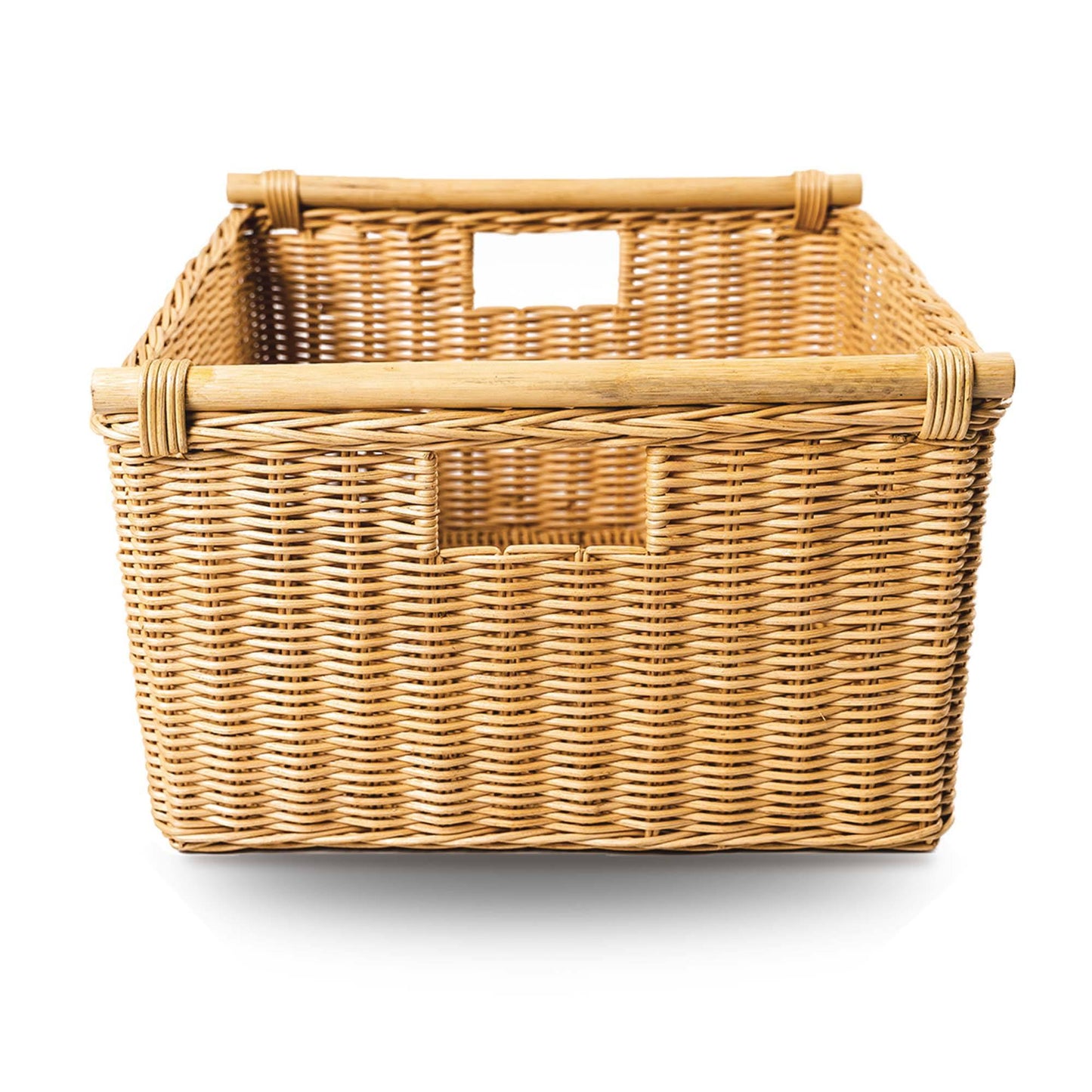 Deep Pole Handle Wicker Storage Basket