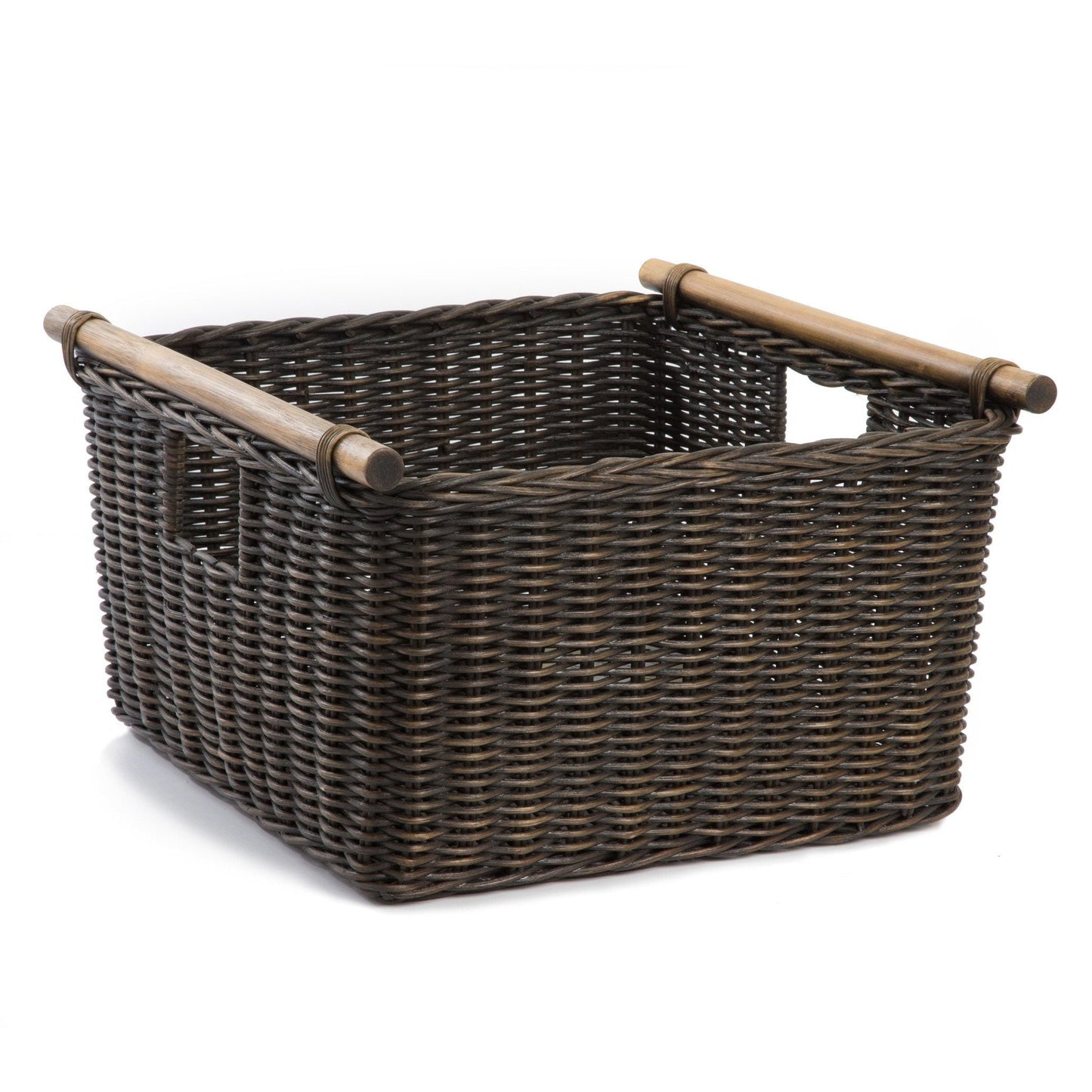 Deep Pole Handle Wicker Storage Basket