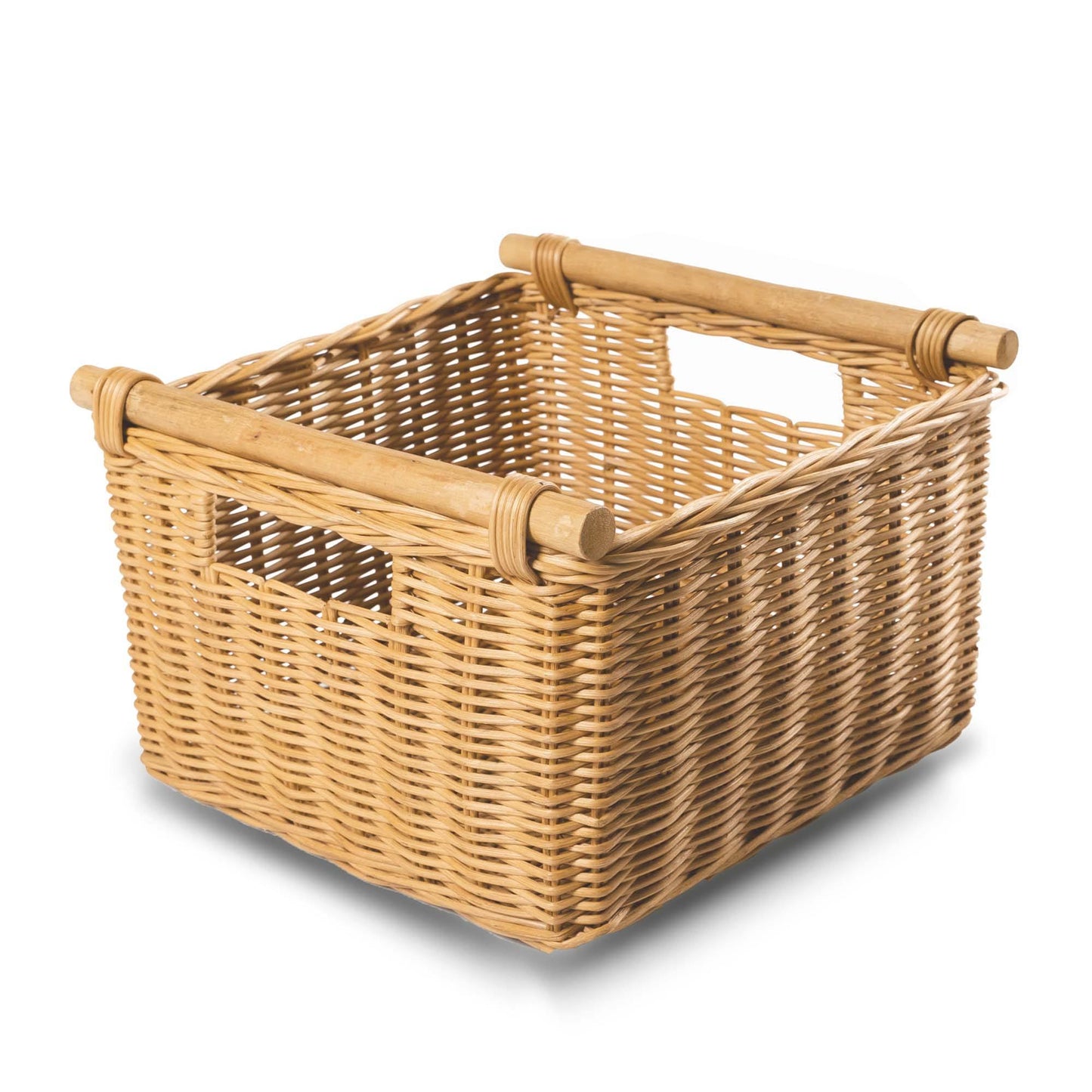 Deep Pole Handle Wicker Storage Basket