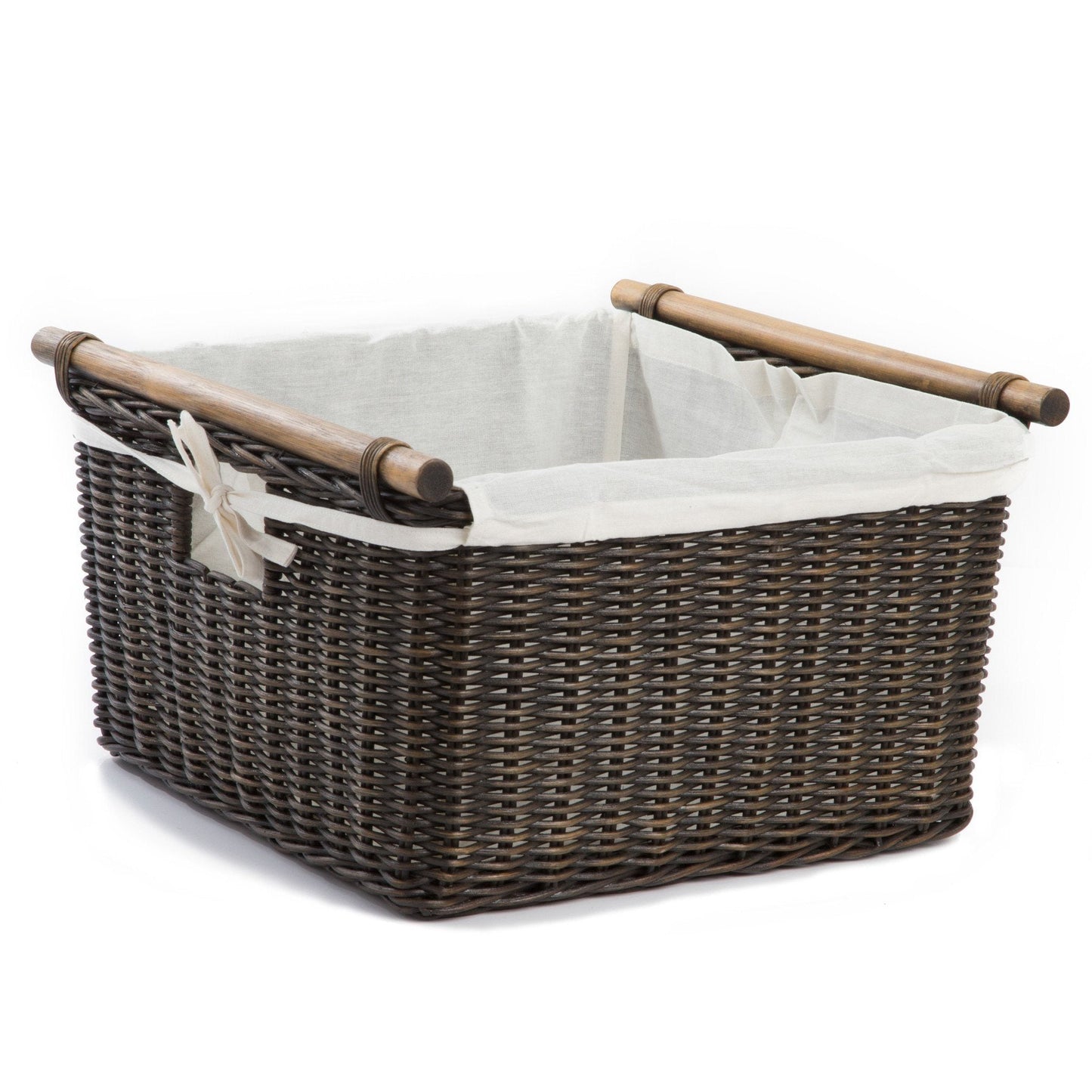Deep Pole Handle Wicker Storage Basket