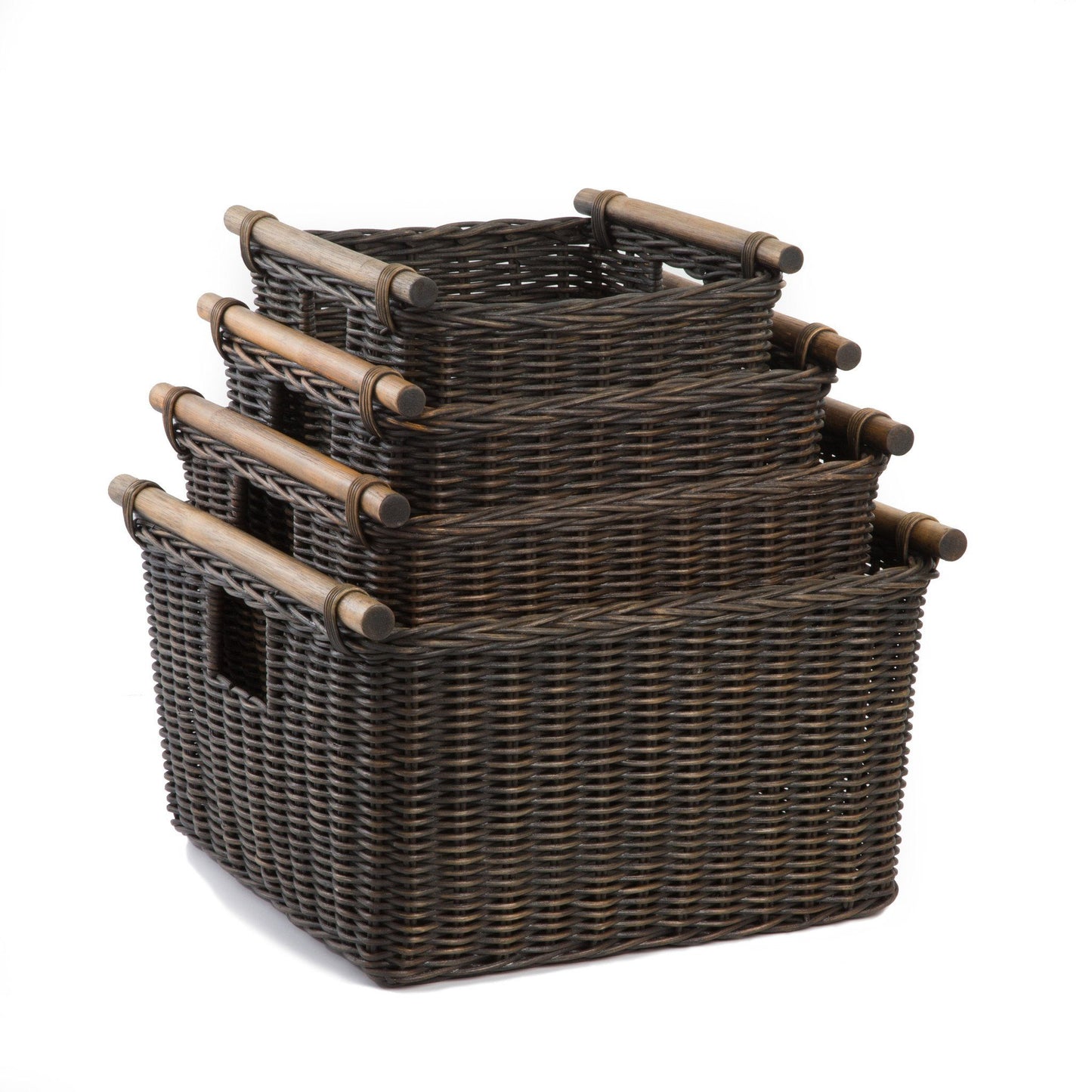 Deep Pole Handle Wicker Storage Basket