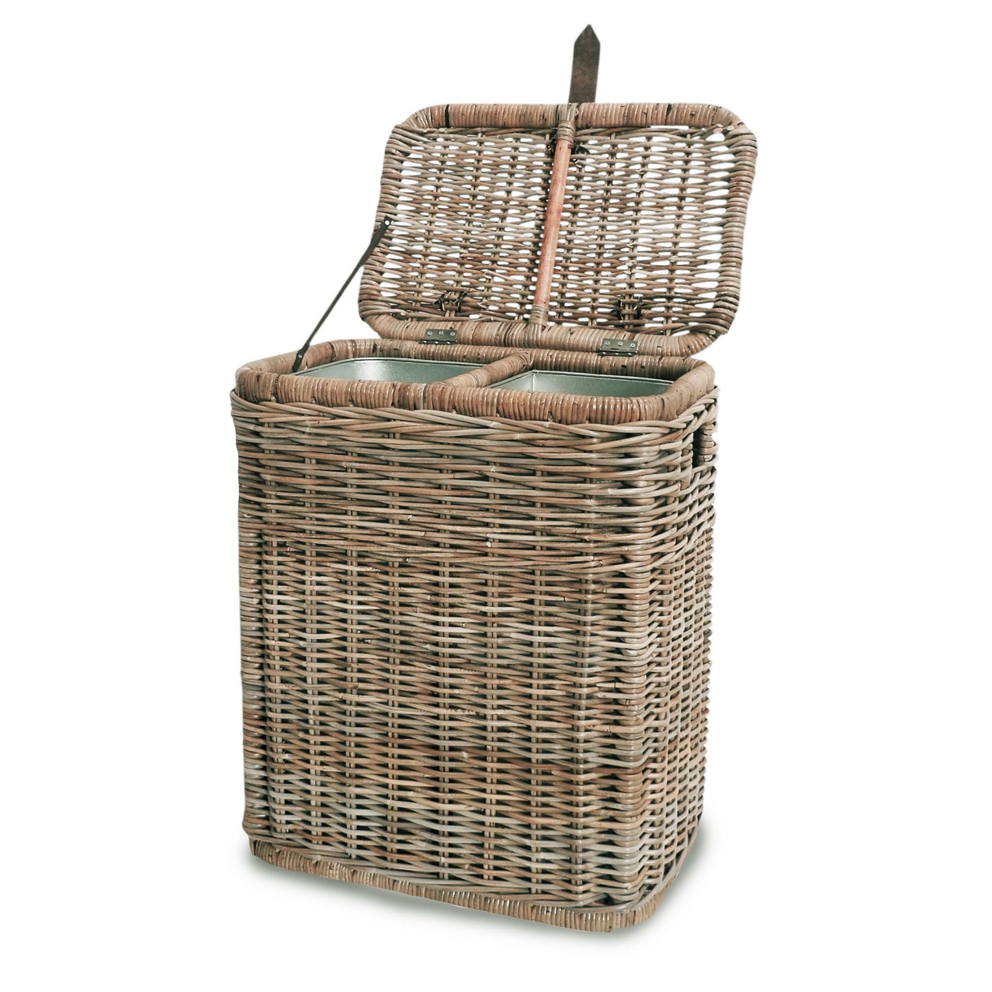 Divided Kubu Wicker Recycling Basket
