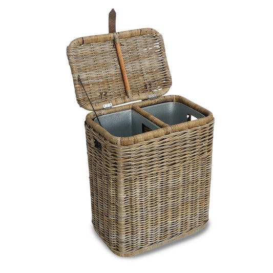 Divided Kubu Wicker Recycling Basket