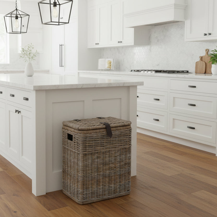 Divided Kubu Wicker Recycling Basket
