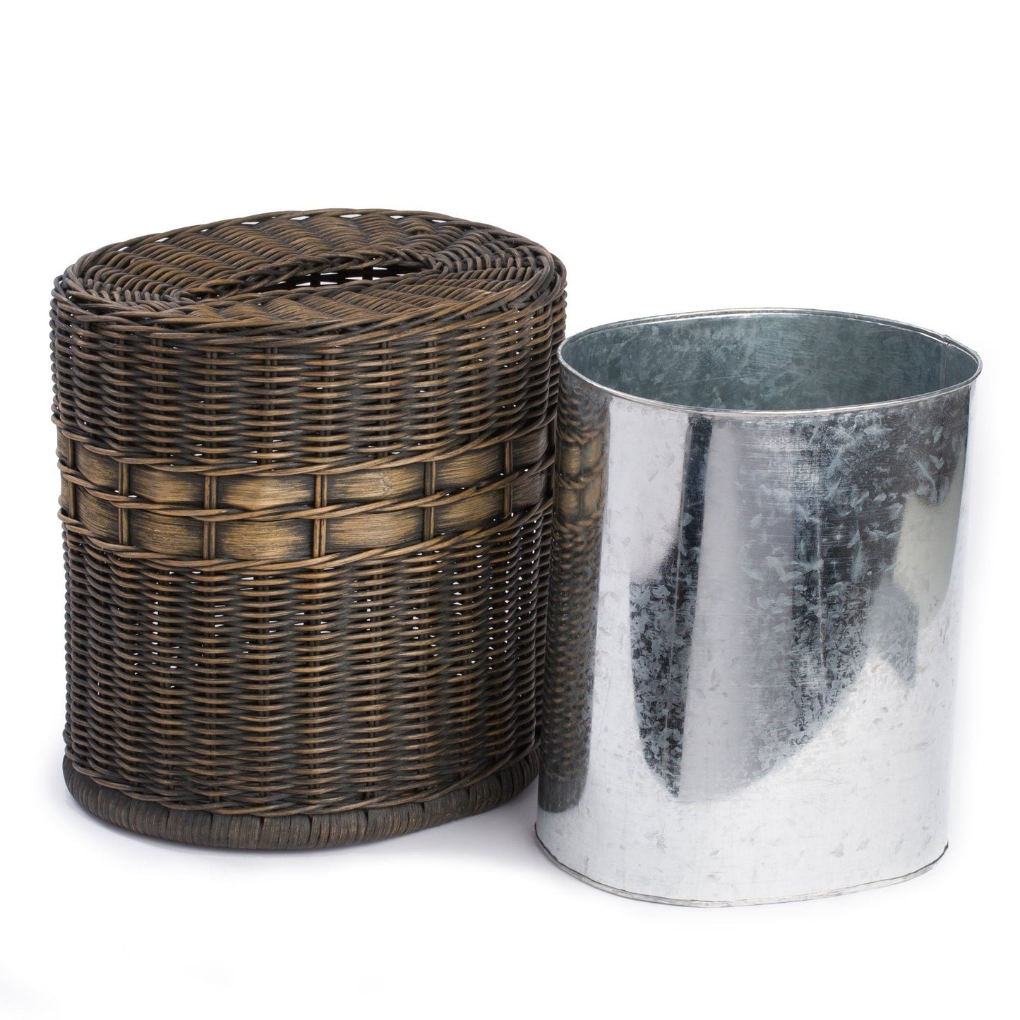 Drop-in Oval Wicker Waste Basket