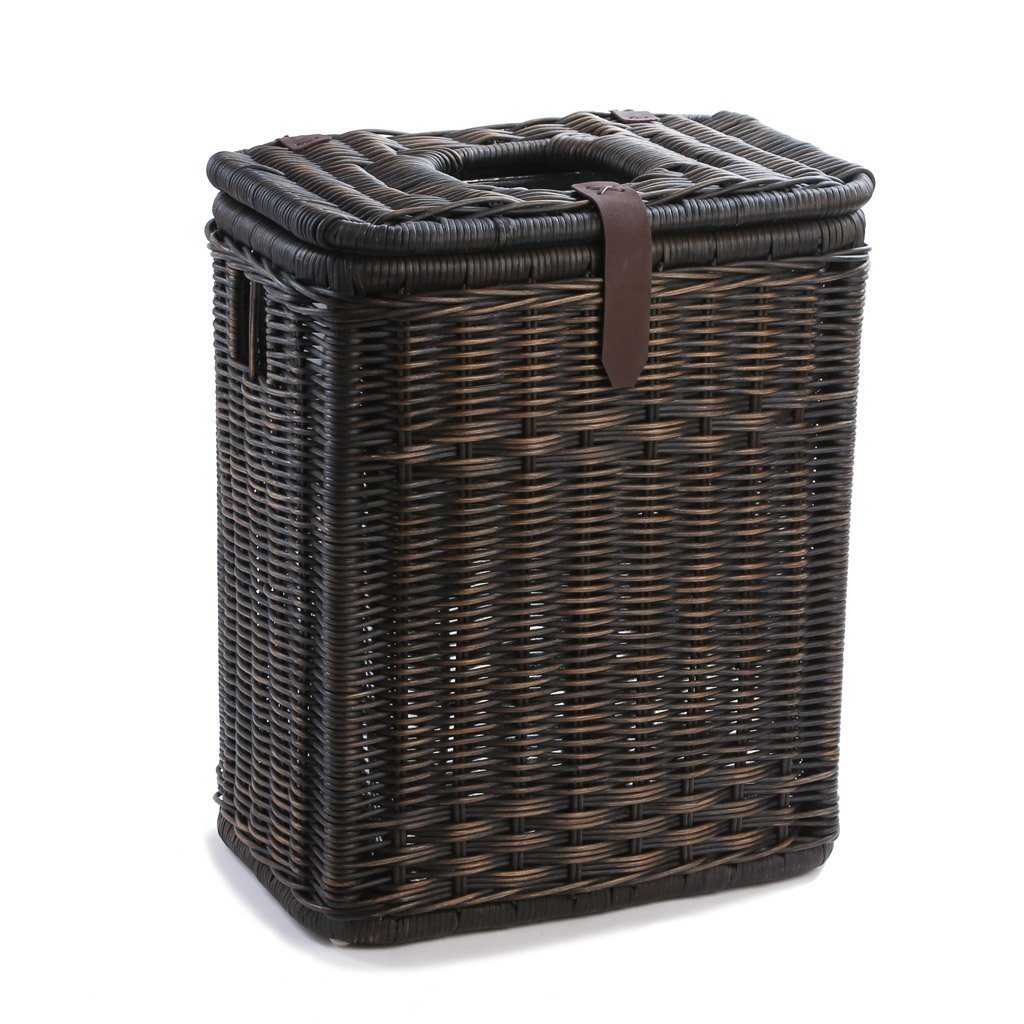 Drop-In Rectangular Wicker Trash Basket with Metal Liner