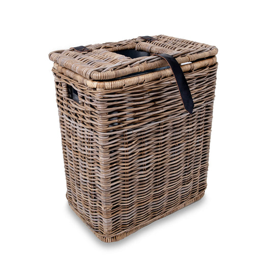 Drop-In Rectangular Kubu Wicker Trash Basket with Metal Liner