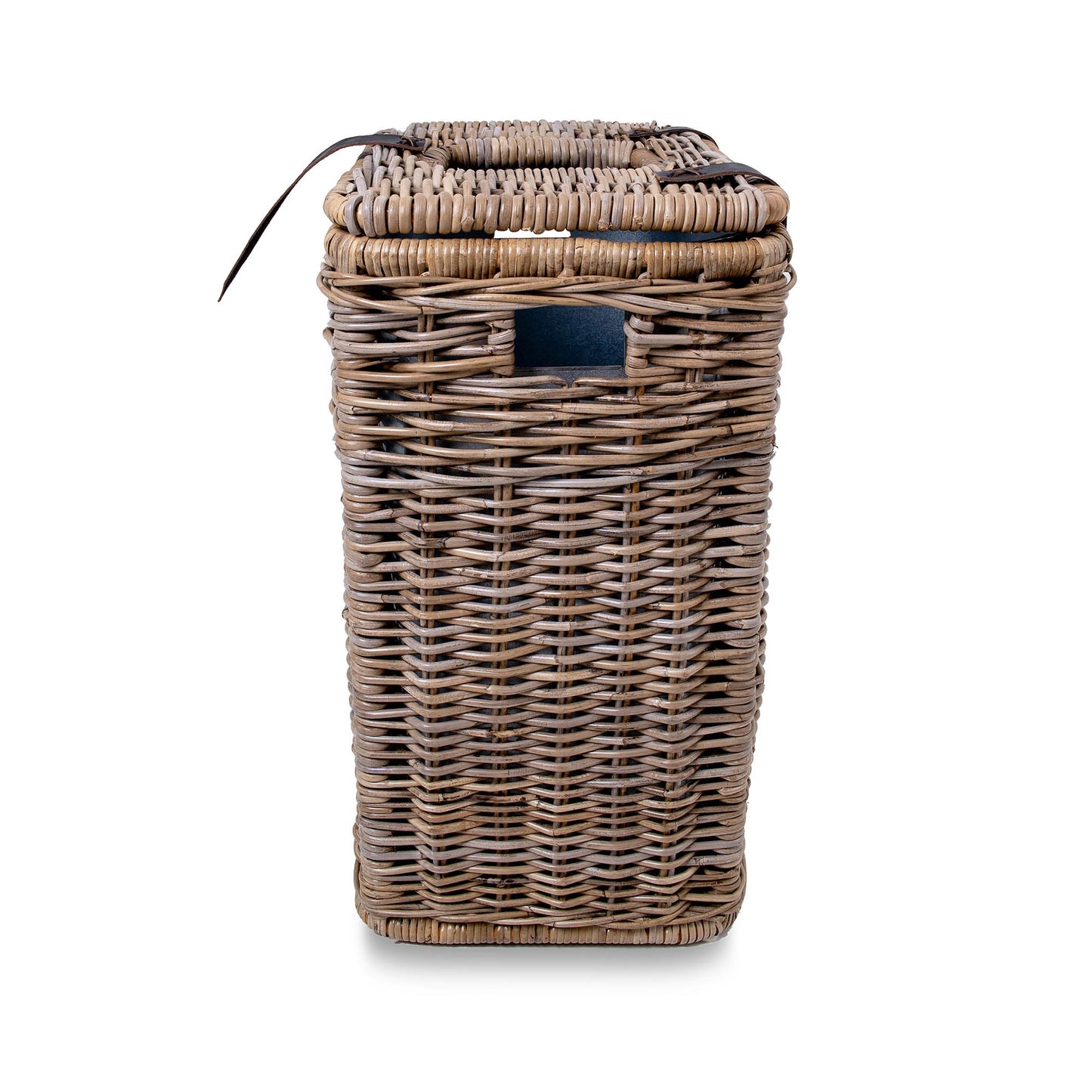 Drop-In Rectangular Kubu Wicker Trash Basket with Metal Liner