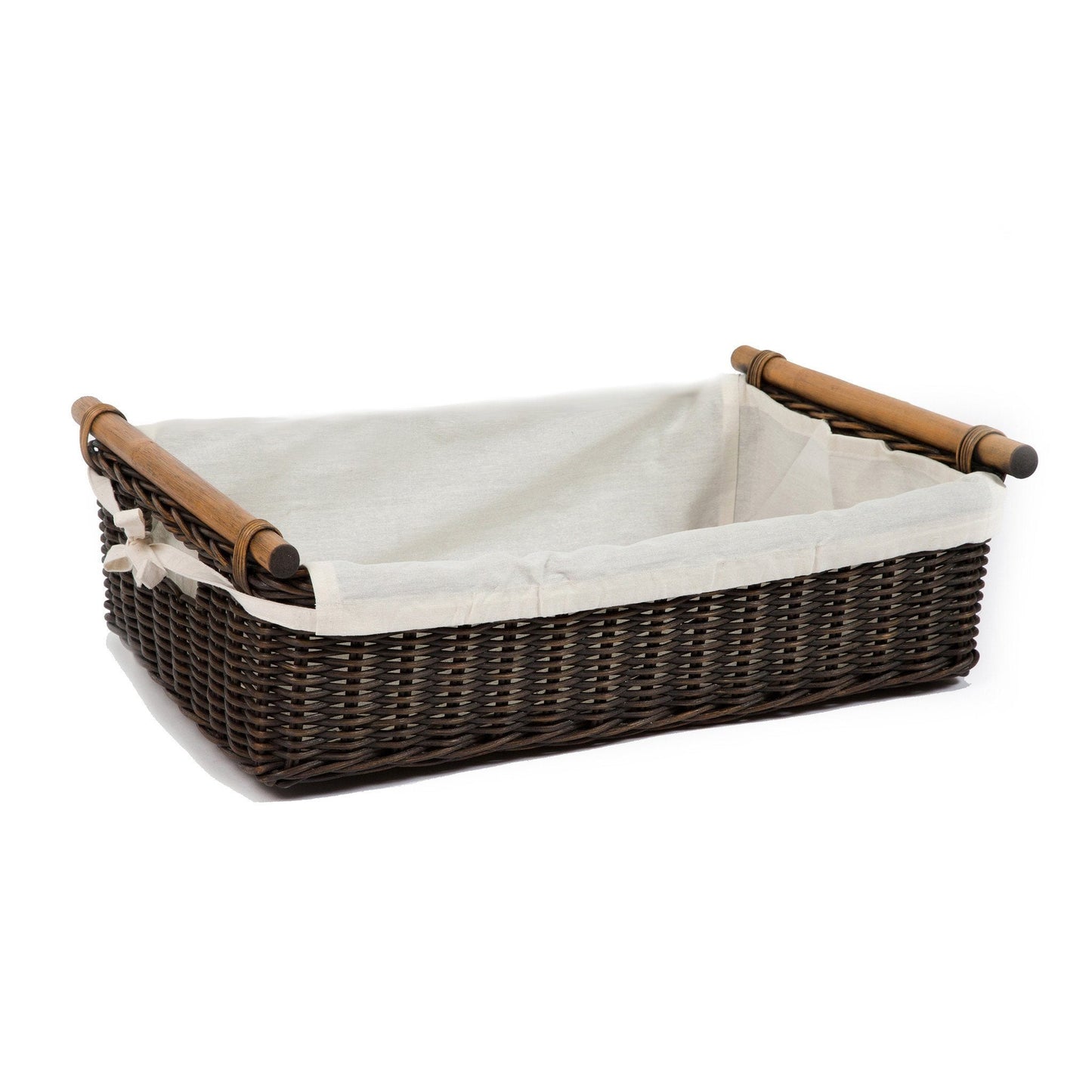 Fabric Basket Liner for Low Pole Handle Wicker Storage Basket