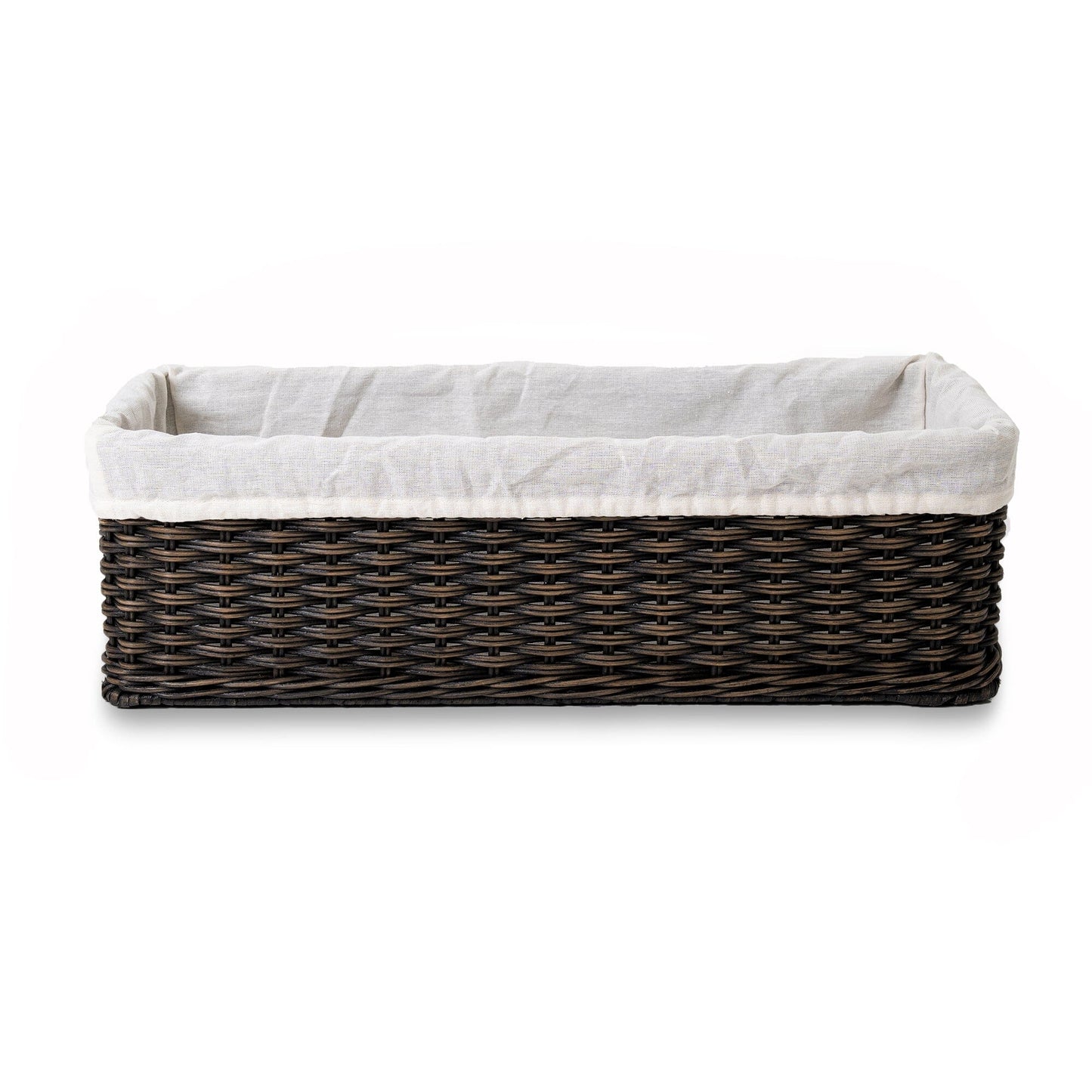 Fabric Basket Liner for Narrow Rectangular Wicker Storage Basket