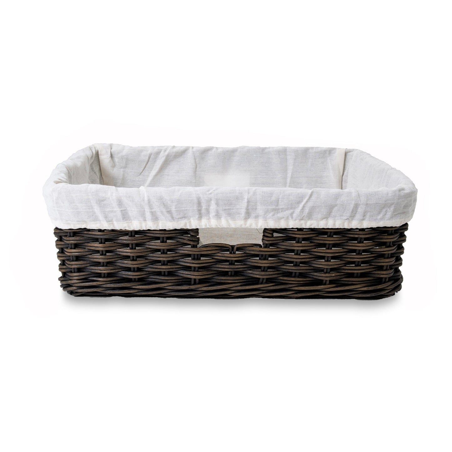 Fabric Basket Liner for Rectangular Low Wicker Storage Basket