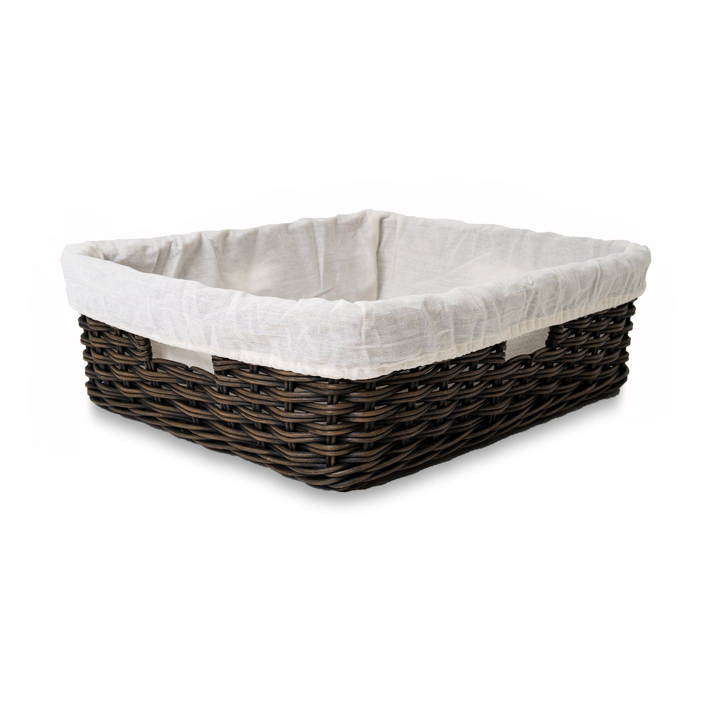 Fabric Basket Liner for Rectangular Low Wicker Storage Basket