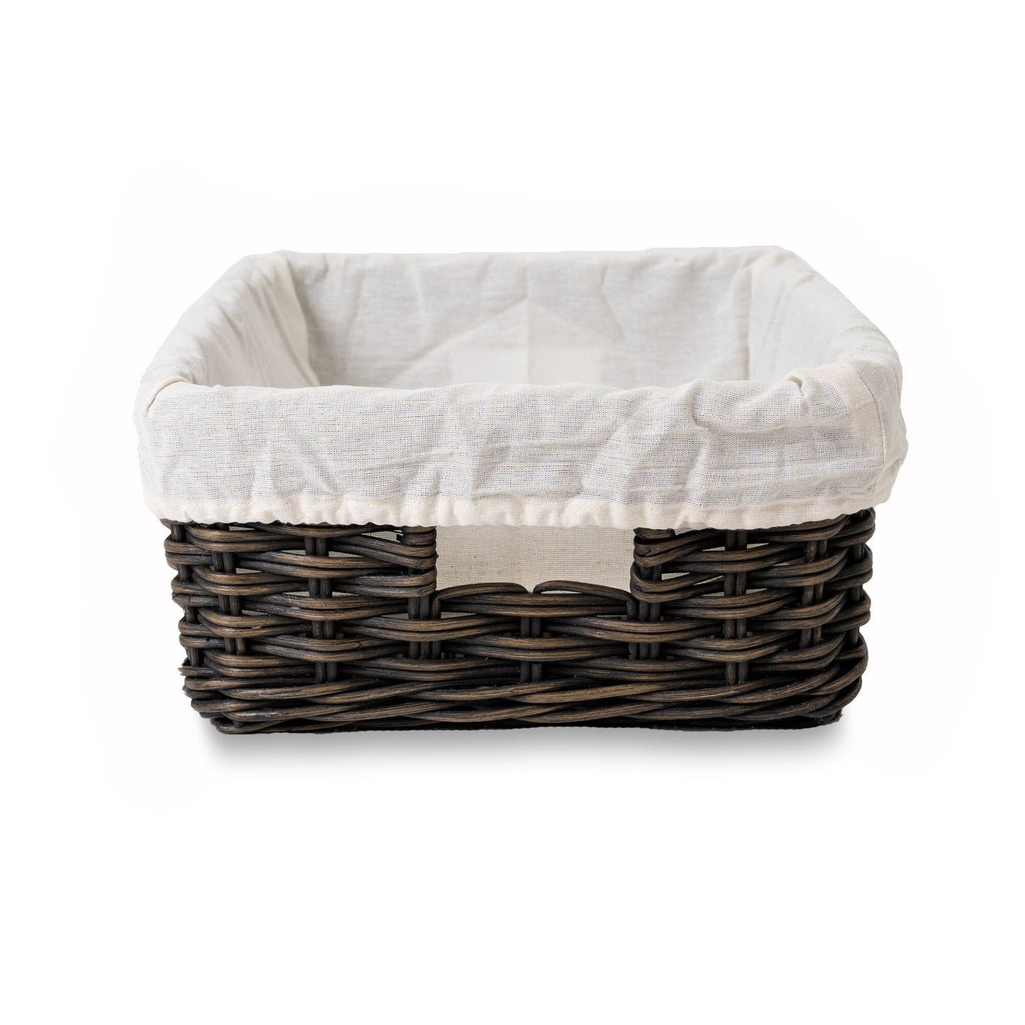 Fabric Basket Liner for Rectangular Low Wicker Storage Basket
