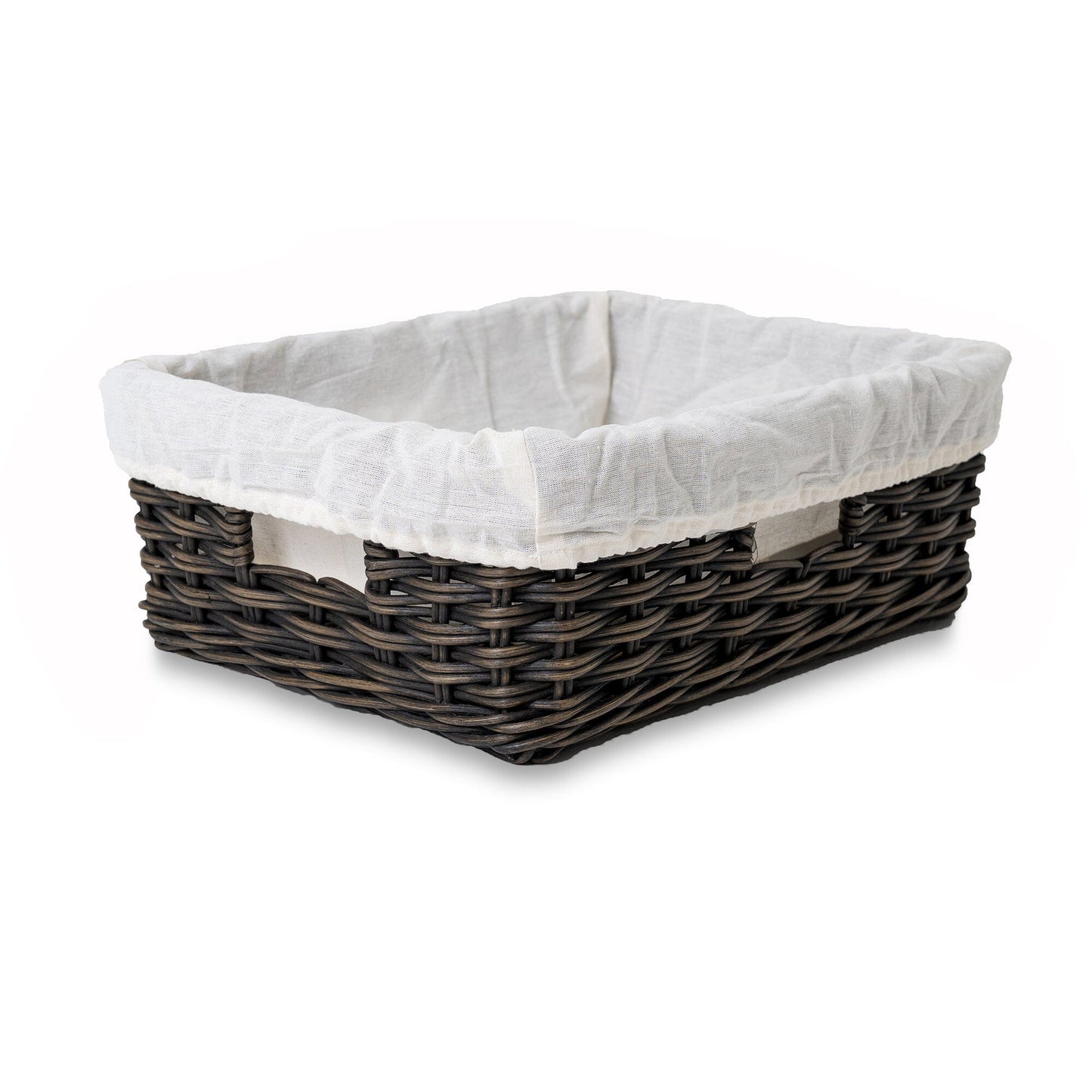 Fabric Basket Liner for Rectangular Low Wicker Storage Basket