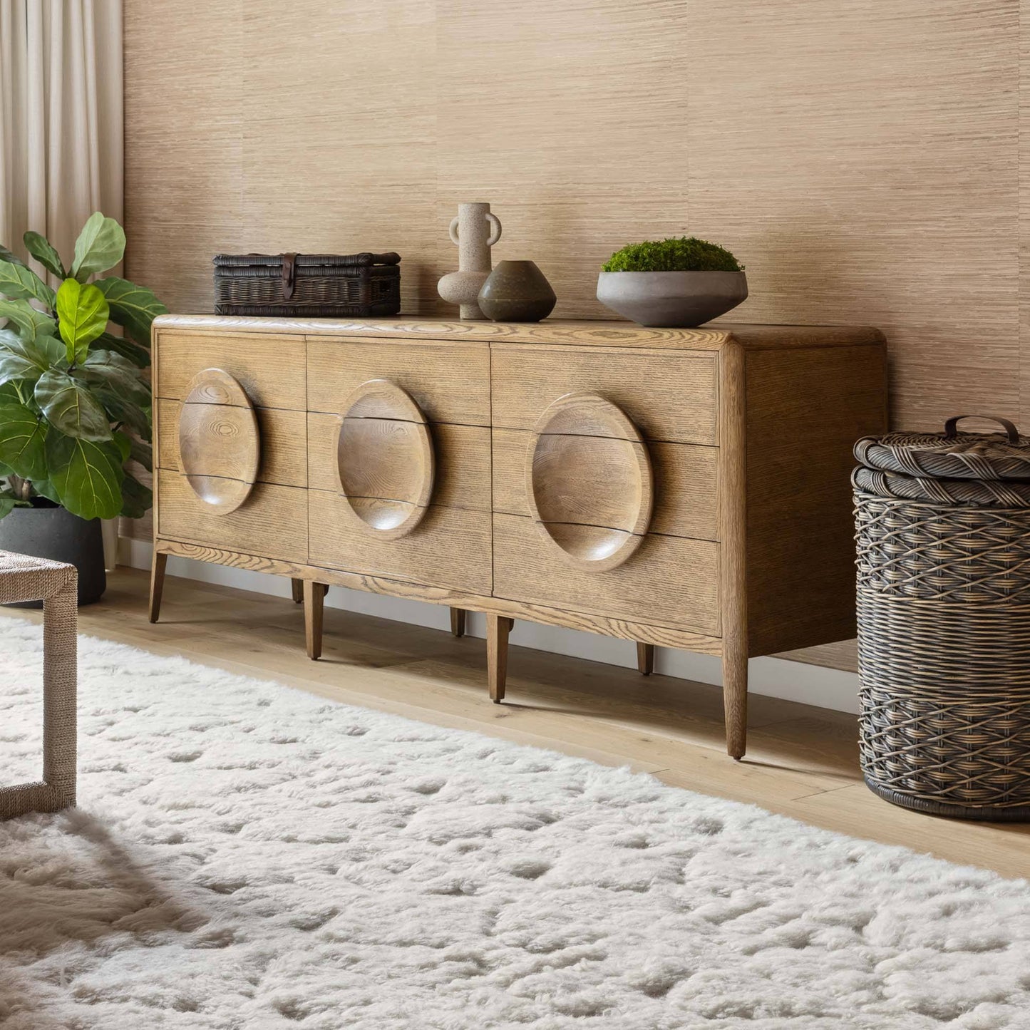 Covered Wicker Storage Basket