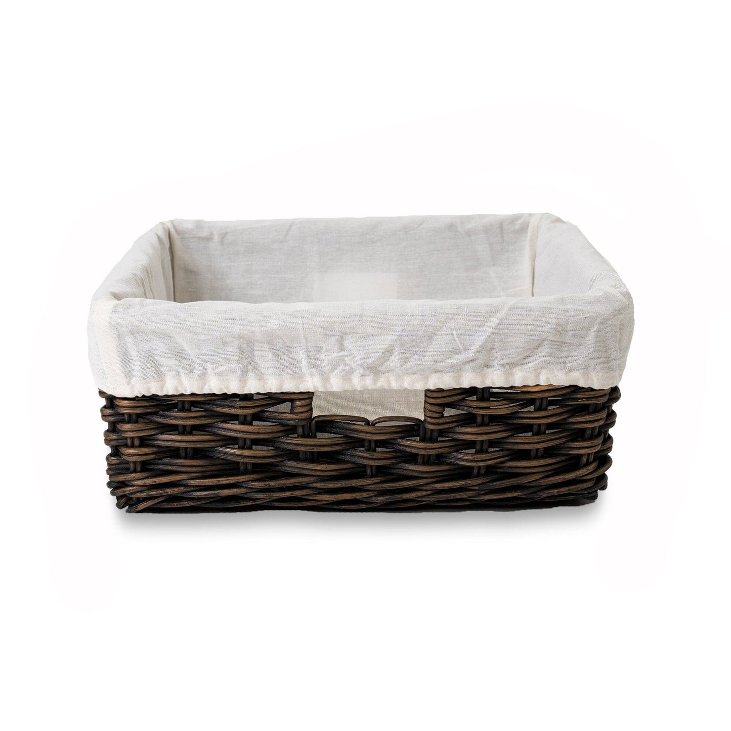 Fabric Basket Liner for Square Low Wicker Storage Basket