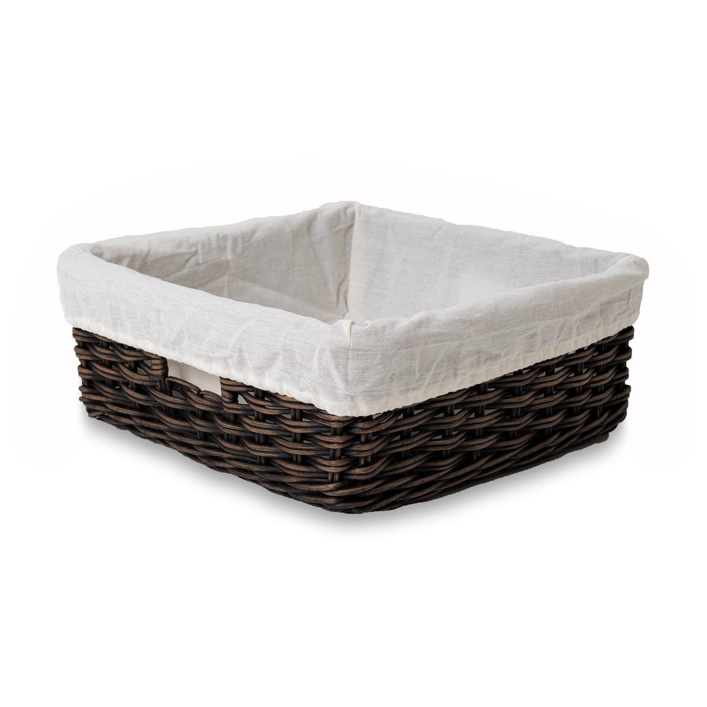 Fabric Basket Liner for Square Low Wicker Storage Basket