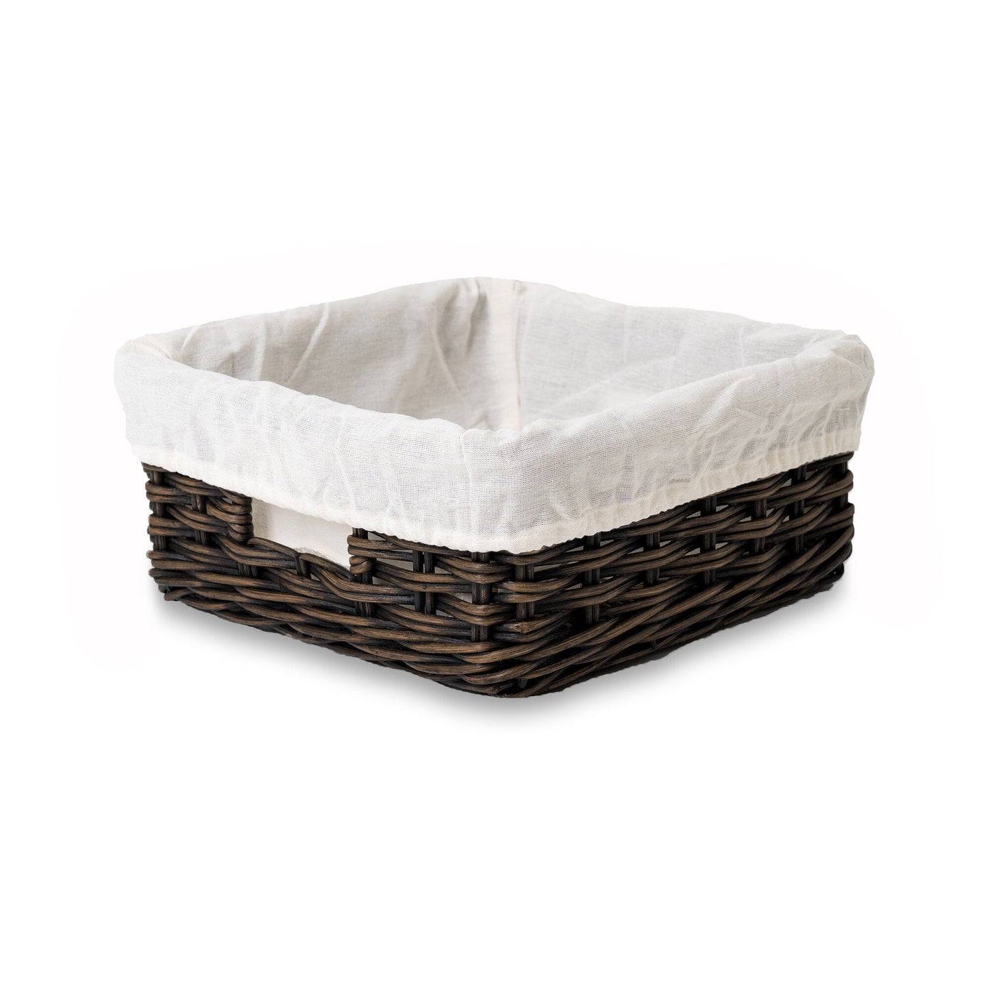 Fabric Basket Liner for Square Low Wicker Storage Basket